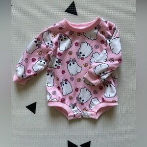 Boutique style|Baby girl Pink Ghost Pattern Bubble One Piece sweater,onesie•BOO